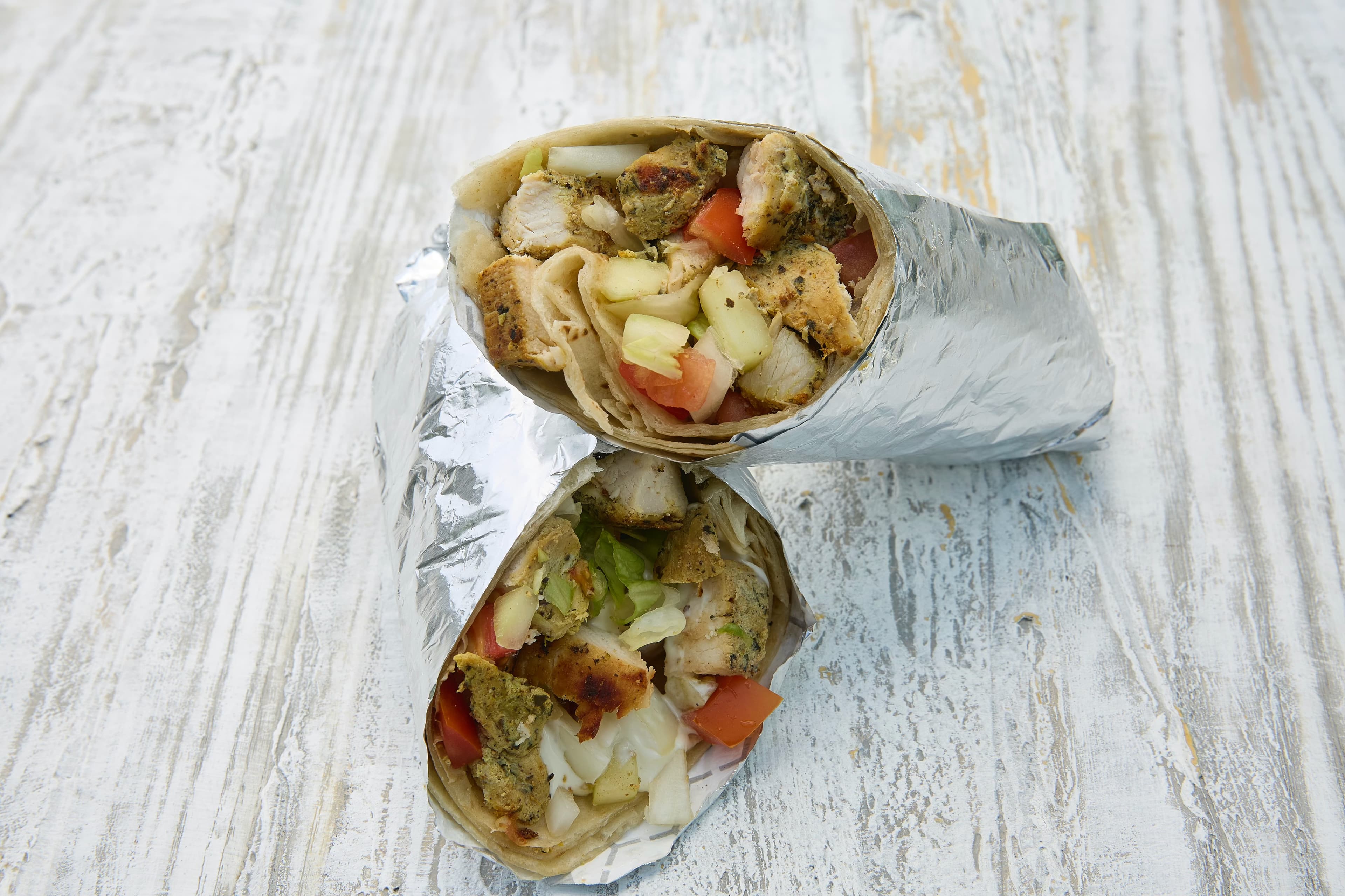 Fresh chicken shawarma wrap