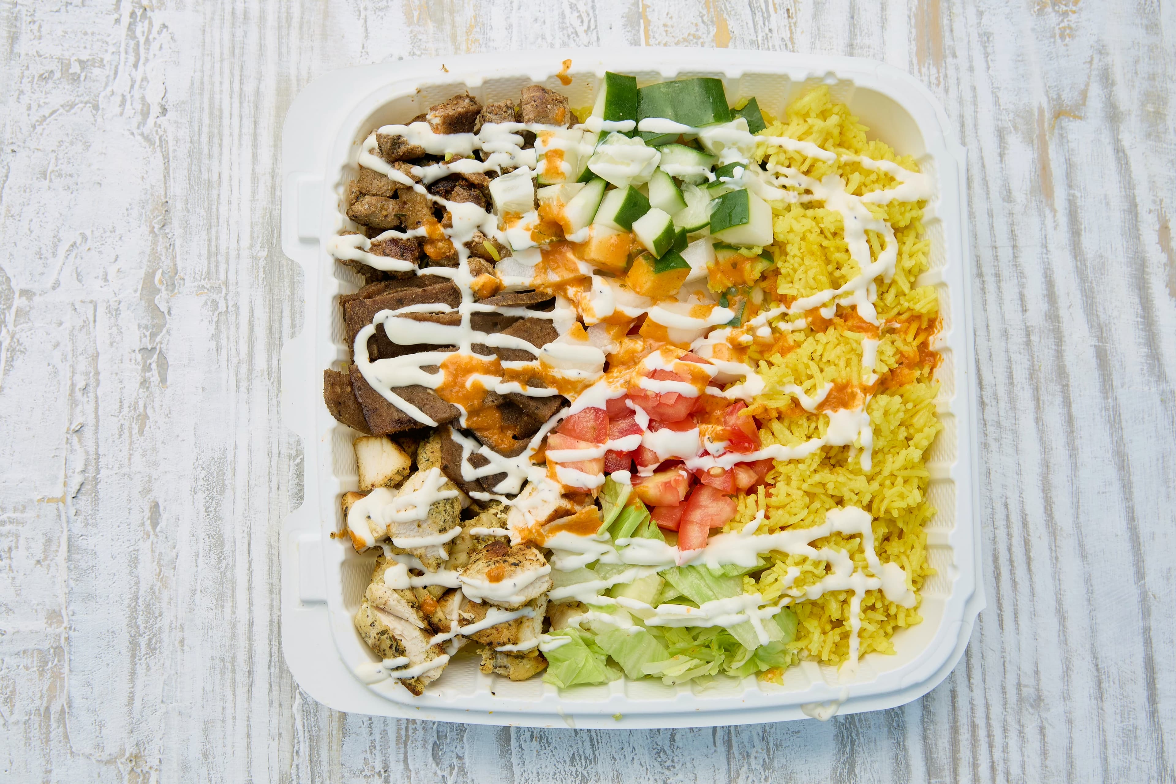 Mixed protein combo rice bowl